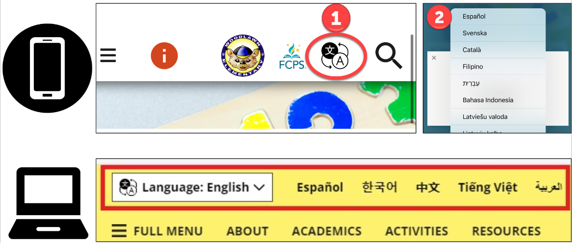 screenshot directions for translating page